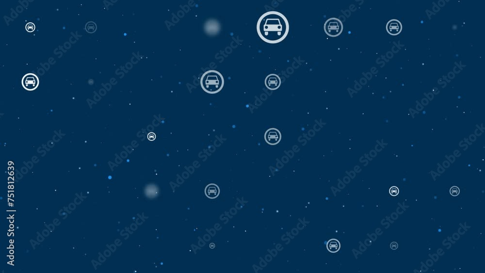 Poster template animation of evenly spaced no car signs of different sizes and opacity. animation of transp