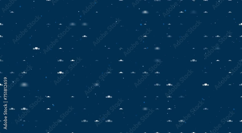 Poster template animation of evenly spaced mother's day symbols of different sizes and opacity. animation o