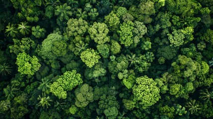 Aerial view of a lush forest, natural and dense - obrazy, fototapety, plakaty