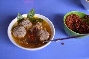 Vietnamese meatball soup bowl