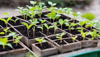 Small seedlings in the garden. 