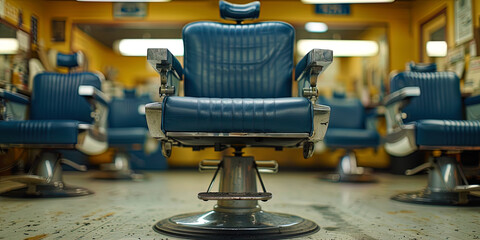 Retrohairdressing with leather chairs and ancient devices, where craftsmen create hairstyles