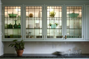 Vintage Glass Panel Kitchen: Inspiring Modern Cabinets with Showcase Dishes