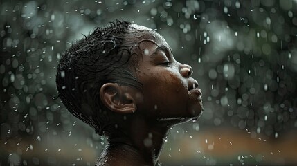Fototapeta na wymiar umbrella child in the rain