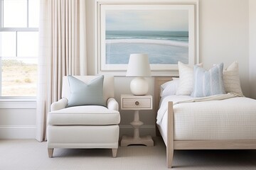 Coastal Tranquility: Vinyl Seat Furnishings in Serene Bedroom Ambiance
