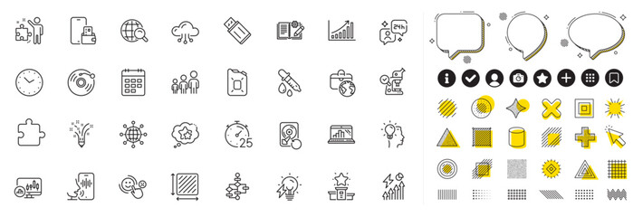 Set of Inspiration, Recovery hdd and Vinyl record line icons for web app. Design elements, Social media icons. Graph chart, Candlestick chart, Winner podium icons. Vector