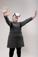 older woman with virtual reality