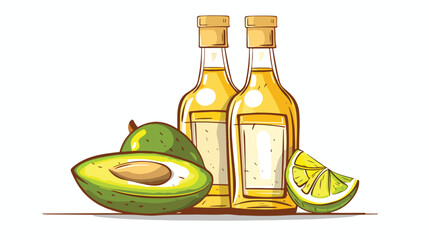 Tequila bottle avocado celebration viva mexico vecto