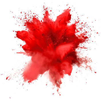red powder explosion effect isolated or on white background