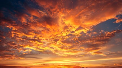Fototapeta na wymiar Fiery sunset sky background