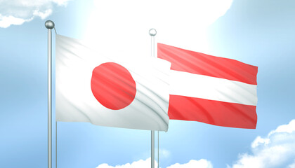 Japan and Austria Flag Together A Concept of Realations