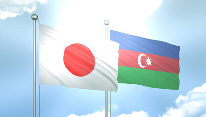 Japan and Azerbaijan Flag Together A Concept of Realations