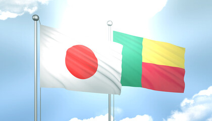 Japan and Benin Flag Together A Concept of Realations