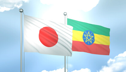 Japan and Ethiopia Flag Together A Concept of Realations