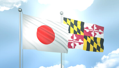 Japan and Maryland Flag Together A Concept of Realations