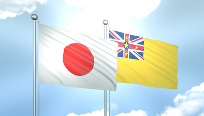 Japan and Niue Flag Together A Concept of Realations