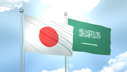 Japan and Saudi Arabia Flag Together A Concept of Realations