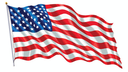 United States flag with waving wind isolated on whit