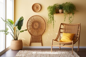 Sunny Room Woven Wall Hangings: Rattan Furniture Entryway Delight