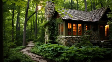 Fototapeta na wymiar cabin garden cottage building