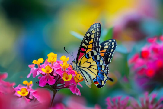 Colorful butterfly A colorful fantasy animals. Beautiful extreme close-up. exotic nature background and texture. Concept of natural splendor. bright animal