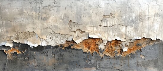 A close-up view of a weathered wall showing layers of peeling paint in various colors, revealing the passage of time and wear.