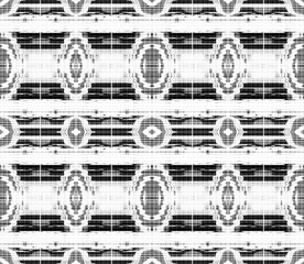 Fototapeta premium Abstract seamless black and white halftone fashion pillow pattern, grunge fabric texture