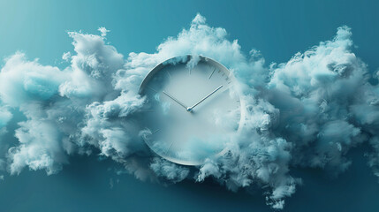 3d clock and time representation, cloudy smoke background showing universe is a vast clockwork...