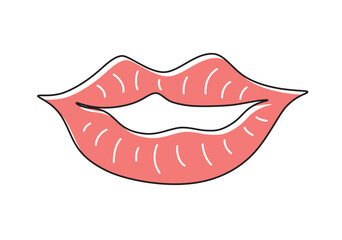 Red lips isolated cartoon doodle vector illustration