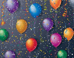 paper note card with various colored balloons and confetti Generative AI