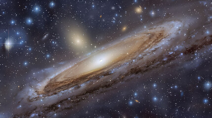 Andromeda galaxy, galaxies, stars and nebula background
