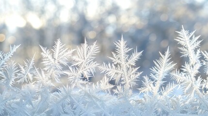 Icy frost pattern window background - obrazy, fototapety, plakaty