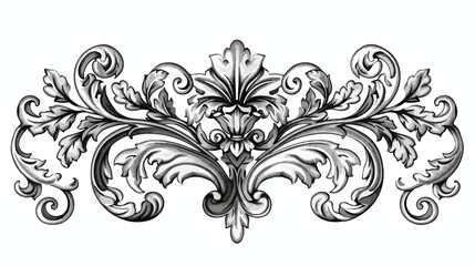 Fototapeta na wymiar Vintage baroque frame scroll ornament engraving bord