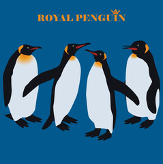The card with royal penguins on blue background. 