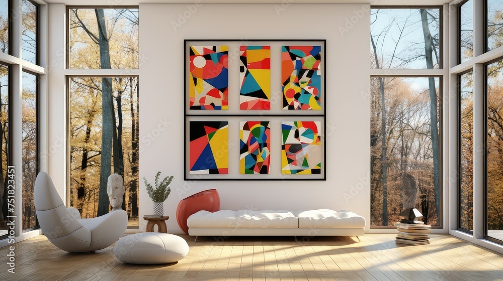 Wall mural frames window interior room