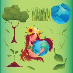 flat mother earth day elements collection design vector illustration