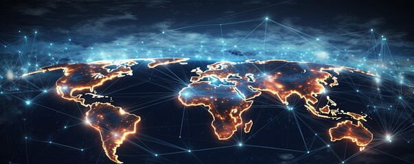 Global business concept of connections and information transfer in the world illustration