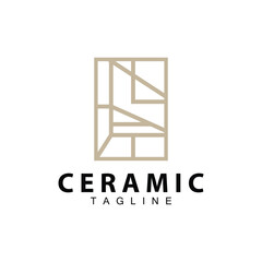 Floor Logo Design for Home Ceramic Decoration with Minimalist Abstract Shapes, Vector Templet Illustration