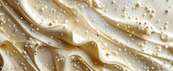 Creamy white chocolate swirls with a satin finish and delicate air bubbles. - obrazy, fototapety, plakaty