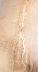 Abstract art with bronze, silver and gold background, smudges and stains made with alcohol ink.