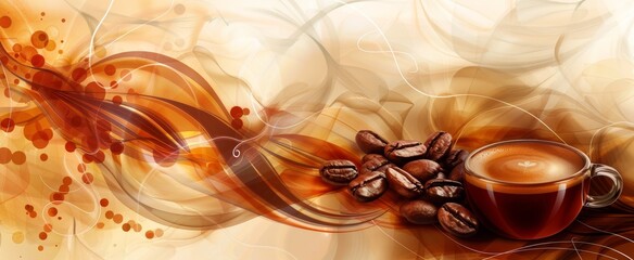 Abstract waves of rich coffee and cream hues in a fluid, dynamic composition.