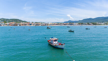 santa catarina garopaba brazilian beach drone top photo