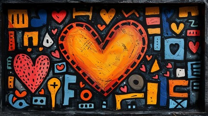 Heart on the wall with graffiti