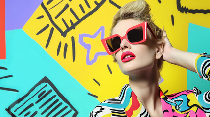 a woman with graffiti on the wall