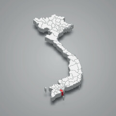 Tra Vinh region location within Vietnam 3d map