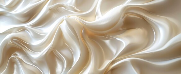 Creamy white chocolate ripples creating a luxurious and smooth satin-like texture.