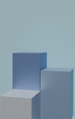 Minimal podium for product display stand pedestal studio blue color background 3d rendering