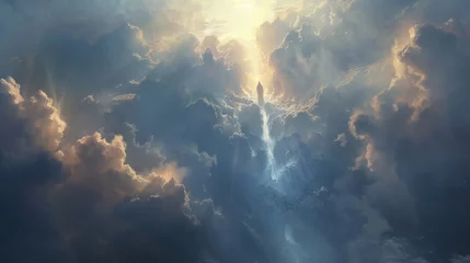 Fototapeten Majestic rays piercing through dramatic clouds © David