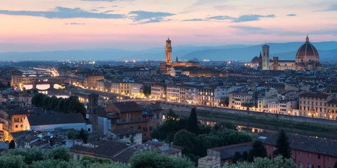 Fotobehang Florence Italy and the Arno River at dusk. © Andrew Jalbert