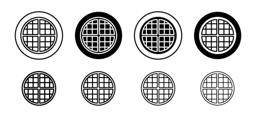 Waffle vector icon set collection. Waffle Outline flat Icon.